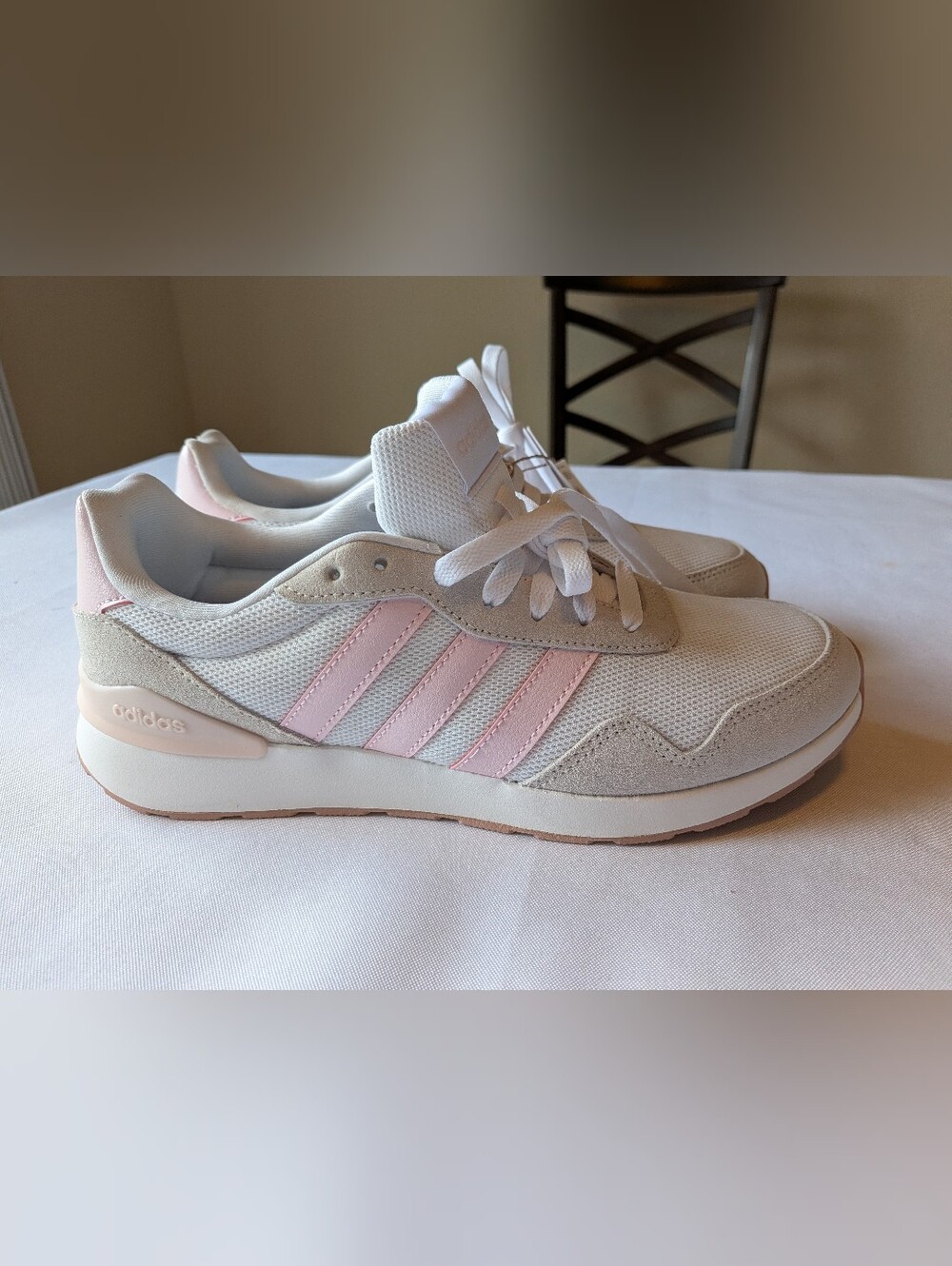 Adidas Women’s White & Light Pink Sneakers